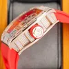 Luxury Mens Mechanics Watches armbandsurskalle titta på fyrkantig diamant stor urtavla lysande ihålig ut personlig fullautomatisk w