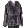 Women's Fur Sexy Overcoat Women Jacket Real Coats For Winter Autumn With Big Raccoon Collar Outwear High Quality
