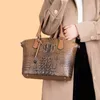 3 szt. Ustawiaj kobiety luksusowe krokodylowe druk skórzane brązowe torebki i torebki żeńska swobodna torba na ramię coraz body 2022