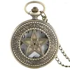 Pocket Watches Fashion Bronze Pentagrama Ponto Star Quartz Assista Men Women Analog Pingente Colar Gift