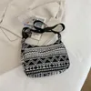 Bolsos de noche para mujer, bandolera de hombro, tendencia, bolsos simples con cremallera, estilo étnico, lona, bolso pequeño, playa tejida 2022