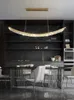 Pendant Lamps Nordic LED Restaurant Chandelier Light Luxury Crystal Dining Table Lamp Modern Rectangular Kitchen Island Lighting