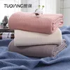 Blankets Cotton Waffle Cover Blanket Comfortable And Breathable Solid Color Honeycomb Nap Pure Air Conditioning