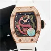 Luxury Mens Mechanics Watch RM Wristwatch ZF Bästa version RM026 Diamonds Case Serpentine Skeleton Dial Japan NH Automatic 026 Womens RDU2K