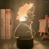 Nattljus 3D -lampa Anime Cowboy Bebop Spike Spiegel LED -ljus för barnrum deco födelsedagspresent manga