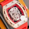Luxury Mens Mechanics Watches armbandsurskalle titta på fyrkantig diamant stor urtavla lysande ihålig ut personlig fullautomatisk w