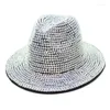 Berets Winter Rhinestone Fedora Hat For Women Big Brimmed With Diamond Night Party Beach Ladies Fashion Performance