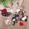 Gift Wrap 8pcs/Pack Flowers And Deer Embroidery Patch Fabric Sticker For DIY T-Shirt Clothing Bags Decoration Repair Adhesive Label