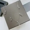 Chains Original Fashion 925 Sterling Silver Women's Necklace 5 Pendants Sliding Diamonds