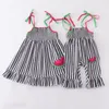 Zestawy ubrań Girlymax rodzeństwo letnie dziewczynek tkana sukienka z marszczeniami drukuj Ruffles Romper Rainbow Leopard arbuz dzieci