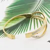 Bangle Jewelry Super Flash Zircon Curved Bracelet Women Titanium Steel Top Quality Love Bracelete For Gifts