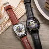 Orologi da polso 2022 orologi da uomo orologio meccanico per uomini di lusso di lusso a forma di tonneau in pelle cinturino reloj hombre