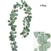 Dekorative Blumen Künstliche Eukalyptus Girlande Grün Faux Silber Dollar Blätter Ranken Für Hochzeit Hintergrund Bogen Wand Dekor