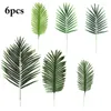 Decorative Flowers 6pcs Artificial Palm Leaves Fake Plastic Plants Tree Leaf Greenery Floral Flower Arrangement Wedding Decoration