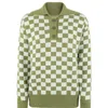 Pulls pour femmes pour le printemps automne tricots damier imprimé à manches longues bouton de revers pull ample hauts