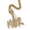 Topbling DIY AZ benutzerdefinierte Name Buchstaben Anhänger Halsketten leuchten bunte Zirkonia für Männer Frauen Geschenk mit Ed Rope Chain6823657