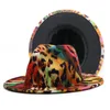 Basker stil färg leopard tryck jazz hatt höst vinter varm kändes europeisk och amerikansk mode bländande cool street trend