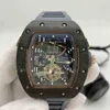 Luxury Mens Mechanics Watches Wristwatch RM50-01 Kolfiberfodral Skeleton Dial Synlig rörelse Mekanisk Sportad Watch