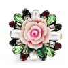 Brooches Wuli&baby Handmade Crystal Rose Flower For Women Enamel 3-color Designer Party Office Brooch Pins Clip Hair