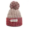 Ball Caps Top Hat Ink Winter Hairball Women Thick Girls Knitted Cap Adult Adjustable Baseball