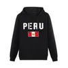 Męskie bluzy mężczyźni kobiety Peru flaga peruwiańska mapa z kapturem pullover grube hip -hopowe bluza z kapturem bawełna unisex