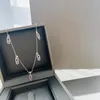 Chains Original Fashion 925 Sterling Silver Women's Necklace 5 Pendants Sliding Diamonds