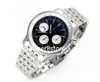 Navitimer01 Mens Watch BLS مصنع الفولاذ المقاوم للصدأ الأزرق الأزرق سويسري 7750 التلقائي الكرونوغراف 28800VPH من الياقوت الكريستال الفاخرة WRISTWATCH 43 مم مقاومة الماء