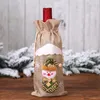 Julekorationer jute vinp￥sar dekoration Santa Claus Ornaments Xmas Champagne Wines flask t￤cker dragkastp￥s partyware