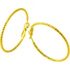 Orecchini a cerchio Oversize per le donne Placcato oro giallo 40mm Cerchio rotondo Polsino dell'orecchio Brincos Femme Accessori gioielli alla moda Regali