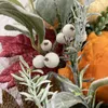 Decorative Flowers 45CM Fall Wreath Thanksgiving Simulation Garland Frost Leaf Pumpkin Pendant Door Decoration Window Arrangement Props