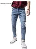 Jeans pour hommes Hommes Long Crayon Pantalon Style Noir Bleu Pied Zipper Jogging Stretch Denim Pour Homme Slim Fit Skinny Hip-Hop