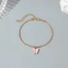 Tornozeleiras 1pc Rhinestone Tennis Chain Butterfly Pingente Anklet Bracelet Boho Pé de cristal brilhante para Mulheres Girls Beach Party Party