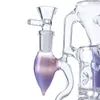 Gebogen nek mondstuk waterpijp kleurrijk waterglas bong turbine perc dubbele recycler olie dab rigs fab ei 14 mm vrouwelijke gewricht waterleidingen met kom