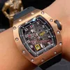 Luxury Mens Mechanics Watch R RM030 Hollow out Mechanical Automatic Watch Mens Elegant and Heroic