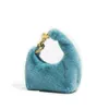 Sacs de soirée Fausse fourrure femmes petit demi-lune sac de luxe chaud en peluche sacs de poignet pour les femmes chaîne poignée courte embrayage mignon dame porte-monnaie Bolsa L221014