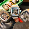 Luxury Mens Mechanics Watches Wristwatch Watch the Same Carbon Fiber Black Technology Mechanical Full Automatic Hollow Mil