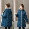 Femmes Trench Manteaux Veste D'hiver Femmes 2022 Lâche Chaud Épaissir Parka Long À Capuche Pardessus Coréen Solide Outwear Manteau Femme Hiver