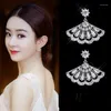 Backs Earrings GRACE JUN Micro Inlay CZ Fan Clip On No Piercing For Women Party Wedding Cuff Gorgeous Ear Bijoux