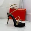 Sandali con plateau Rene Scarpe eleganti da donna Scarpe avvolgenti alla caviglia con tacco alto Impreziosito da strass serpente Stiletto120mm Sandali con lampadario di cristallo di lusso firmati