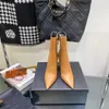 European and American leather thin high-heeled short boots for women in autumn and winter 2022