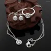 Necklace Earrings Set Wedding Girl Christmas Gift Noble Silver Fashion Elegant Women Shiny Crystal CZ Earring Ring Jewelry JSH-CS01