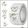 Sacchetti per gioielli Borse Sacchetti per gioielli 500Pcs Etichette Fiore Grazie Adesivi Scrapbooking Per la decorazione del regalo Adesivo per cancelleria La Dhdpy