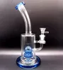 Mavi Cam Su Bubbler Bong Bongslar Yağ Dab Teçhizatları Lastik Perc Sigara Sigara Boruları ile 14mm Eklem