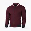 Moletons masculinos de cor pura colorida casual para o cardigan moletom stand colar slim fit manga longa zip malha