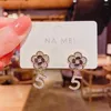 Dangle Earrings Japan And South Korea Temperamental Exquisite Camellia Mosaic Rhinestone Personality Stereoscopic Number 5