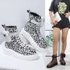 Boots Large women's boots New leopard print thick soled Women's muffin gear lace up bag Short Women