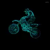 Luzes noturnas Motocicletas de montanha 3D Lâmpadas de ilusão de toque de LED 7 cor luminárias USB Luminos de mesa em casa