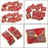 Bolsas de joalheria bolsas bolsas de joalheria bolsas 24 em 1 caixa pequena bolsa vermelha bordou a bolsa de moedas de seda britânica brit22 entrega 2022 PAC DHMF3