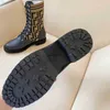FF Zucca коричневые вязаные вязаные носки-квартиры лодыжки сапоги Rockoko-Jacquard сплетен и кожа