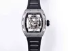 RM35-02 Kolfiberklocka Mens Automatic Machine R Transparent Tape Double-Sided Hollow Out Watch